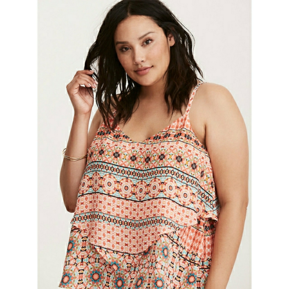 Torrid Mosaic Print Layered Crisscross Cami